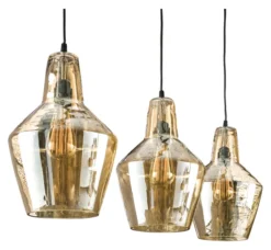 Rubjerg Design Hängeleuchte 3 Leuchten Glas braun