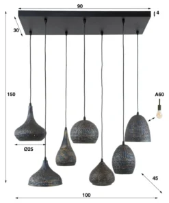 Rubjerg Design Hängeleuchte Punch 7 Leuchten Metall schwarzbraun