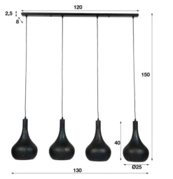 Rubjerg Design Hängeleuchte Punsch Kegel 4 Leuchten Metall schwarz/braun
