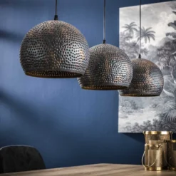 Rubjerg Design Hängeleuchte Punsch Kugel 3 Leuchten Metall schwarz/braun