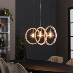 Rubjerg Design Hängeleuchte Round Wood 3 Leuchten Mangoholz massiv natur Sale