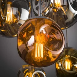 Rubjerg Design Hängeleuchte Stellar 7 Leuchten Glas/Metall altsilber