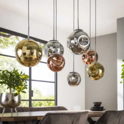 Rubjerg Design Hängeleuchte Stellar 7 Leuchten Glas/Metall altsilber