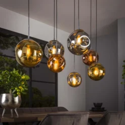 Rubjerg Design Hängeleuchte Stellar 7 Leuchten Glas/Metall altsilber