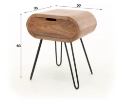 Rubjerg Design Nachttisch Barrel mit 1 Schublade Mangoholz massiv sandfarben