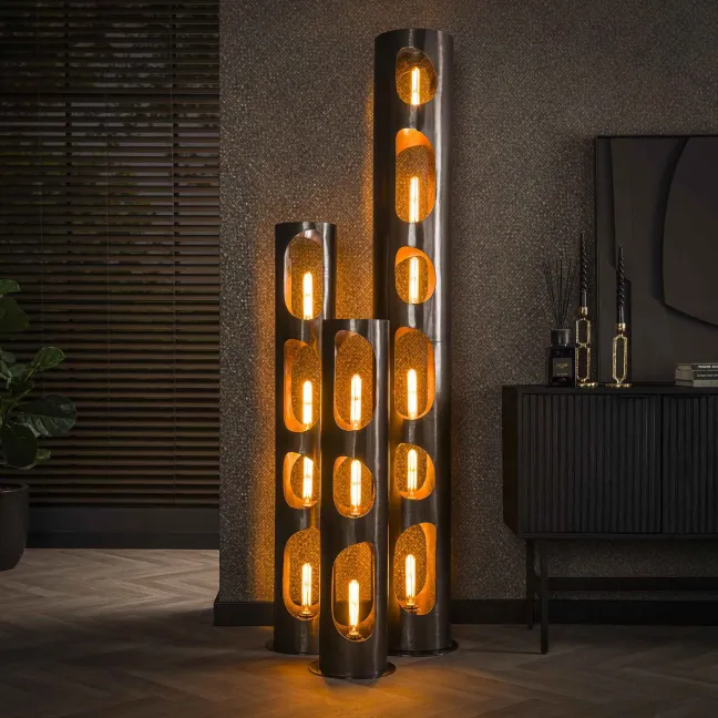 Rubjerg Design Stehlampe Ø20cm Organic Zylinder L Schwarz Nickel