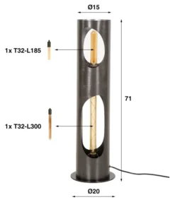 Rubjerg Design Stehlampe Ø20cm Organic Zylinder Schwarz Nickel