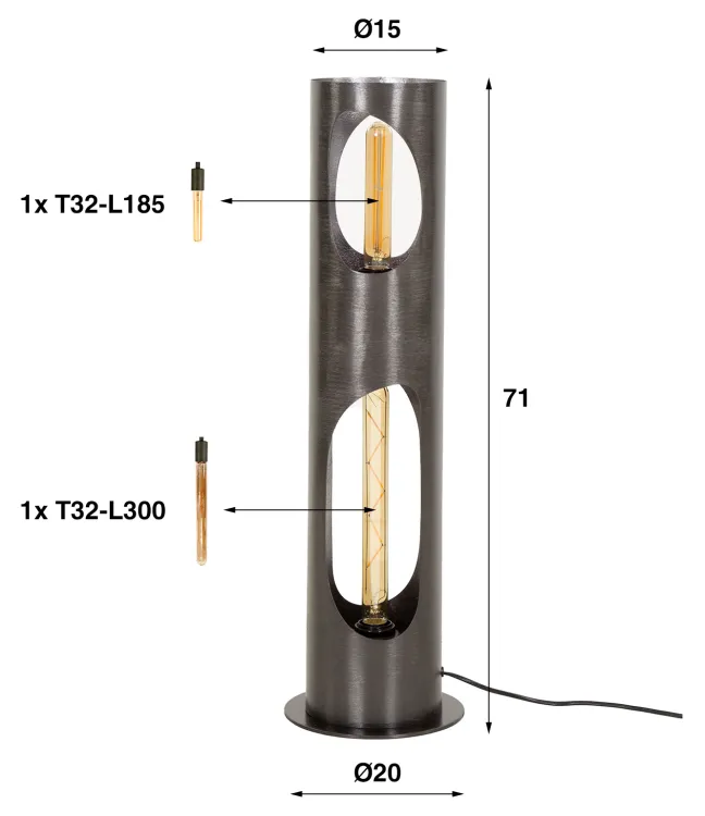 Rubjerg Design Stehlampe Ø20cm Organic Zylinder Schwarz Nickel