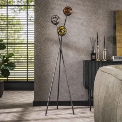 Rubjerg Design Stehlampe Molecule 3 Leuchten mix glass / Artic schwarz