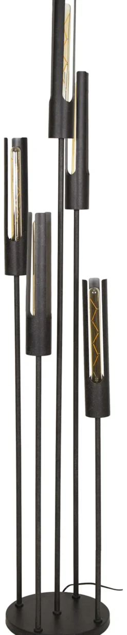 Rubjerg Design Stehlampe Tube 5 Leuchten gestuft Metall Artic schwarz