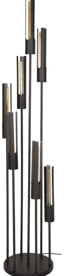 Rubjerg Design Stehlampe Tube 7 Leuchten gestuft Metall Artic schwarz