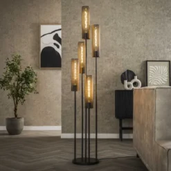 Rubjerg Design Stehlampe Tube mesh 5 Leuchten gestuft Metall Artic schwarz Sale