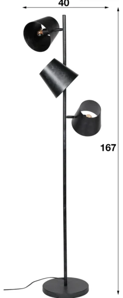 Rubjerg Design Stehleuchte Kinetic 3 Leuchten Ø18cm Metall kohle