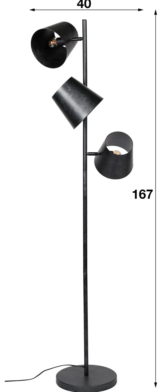 Rubjerg Design Stehleuchte Kinetic 3 Leuchten Ø18cm Metall kohle
