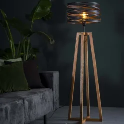Rubjerg Design Stehleuchte Kreuz Holz/Metall braungrau