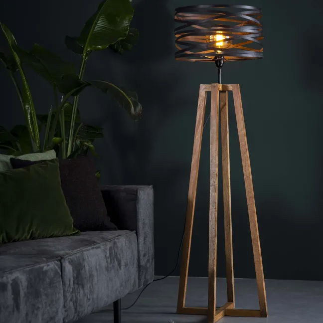 Rubjerg Design Stehleuchte Kreuz Holz/Metall braungrau