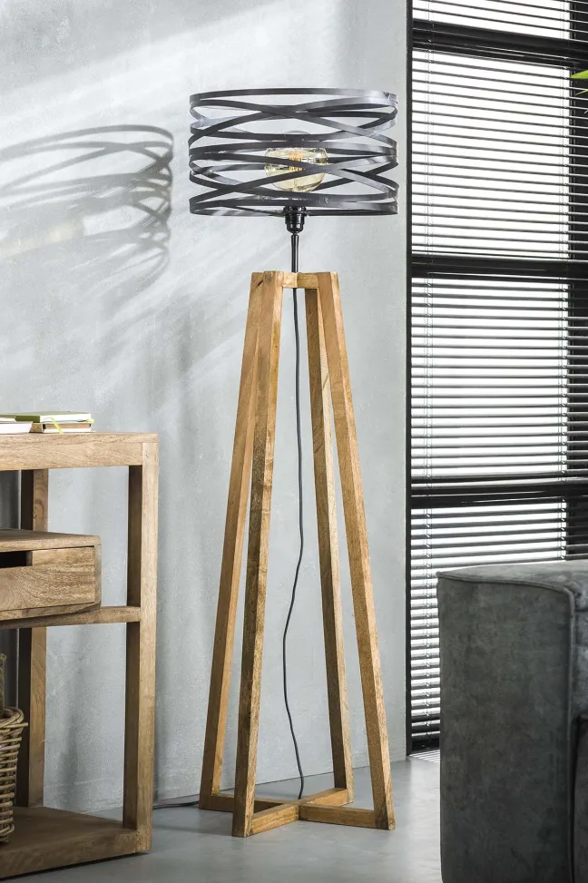 Rubjerg Design Stehleuchte Kreuz Holz/Metall braungrau