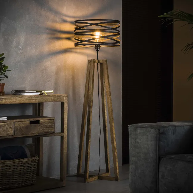 Rubjerg Design Stehleuchte Kreuz Holz/Metall braungrau