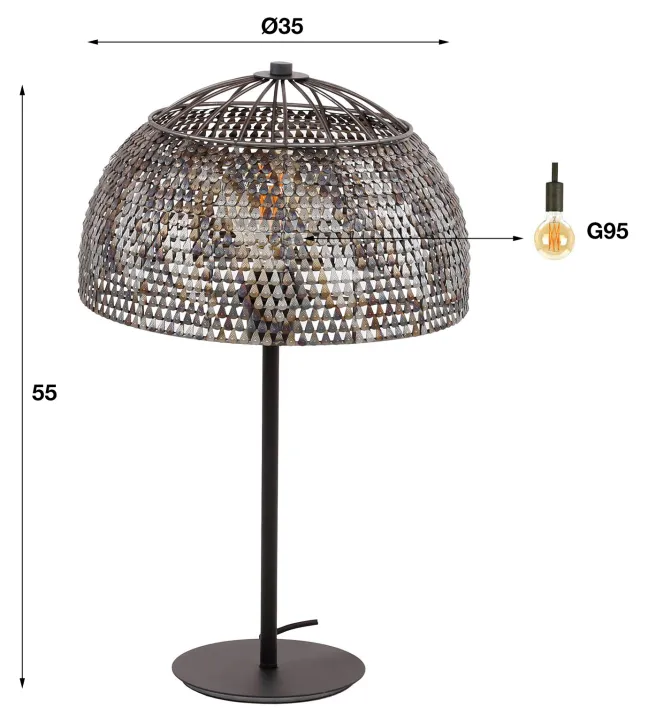 Rubjerg Design Tischlampe Armor ⌀35cm Metall schwarz/braun