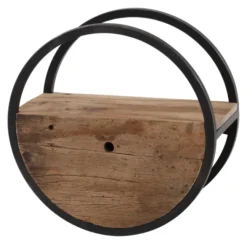 Rubjerg Design Wandregal Ø50cm rund mit Schublade Hartholz/Metall
