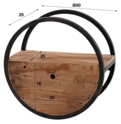 Rubjerg Design Wandregal Ø50cm rund mit Schublade Hartholz/Metall