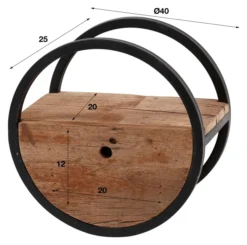 Rubjerg Design Wandregal Ø40cm rund mit Schublade Hartholz/Metall