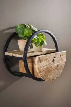 Rubjerg Design Wandregal Ø40cm rund mit Schublade Hartholz/Metall