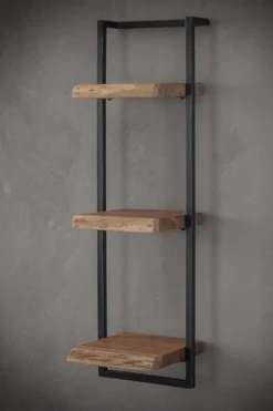 Rubjerg Design Wandregal Edge 3 Ablagen Metall/Akazie massiv natur
