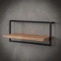 Rubjerg Design Wandregal Edge 65cm Metall/Akazie massiv natur