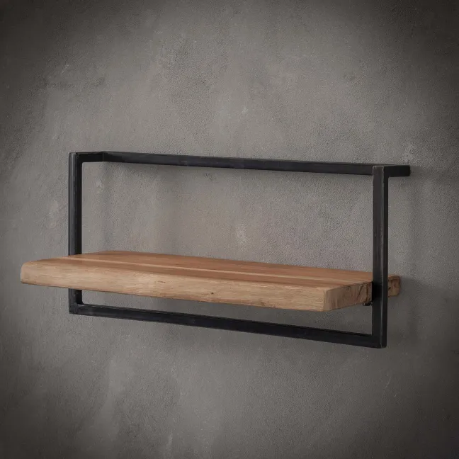 Rubjerg Design Wandregal Edge 65cm Metall/Akazie massiv natur