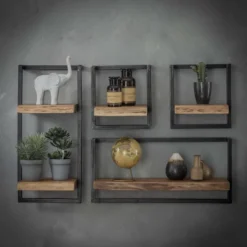 Rubjerg Design Wandregal Edge 65cm Metall/Akazie massiv natur