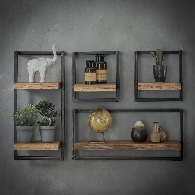 Rubjerg Design Wandregal Edge 65cm Metall/Akazie massiv natur