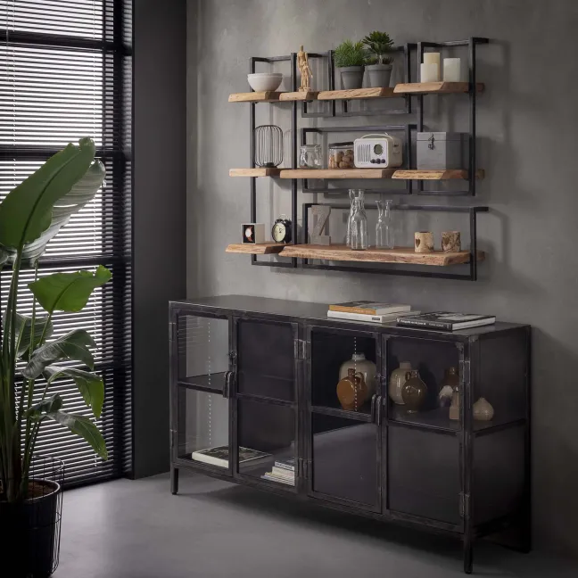 Rubjerg Design Wandregal Edge 65cm Metall/Akazie massiv natur