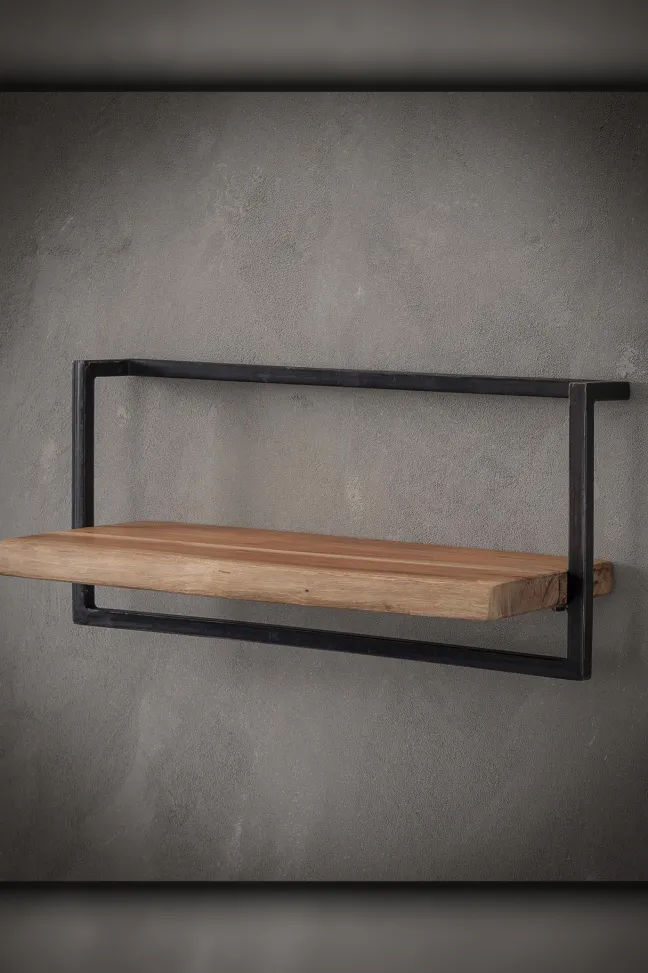 Rubjerg Design Wandregal Edge 65cm Metall/Akazie massiv natur