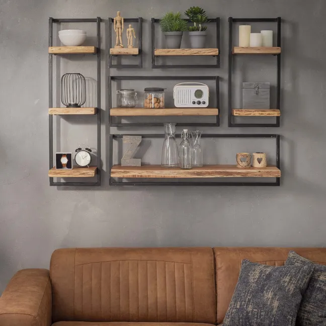 Rubjerg Design Wandregal Edge 65cm Metall/Akazie massiv natur