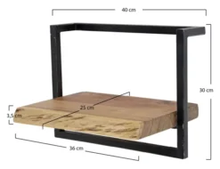 Rubjerg Design Wandregal Edge 40cm Metall/Akazie massiv natur