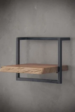 Rubjerg Design Wandregal Edge 40cm Metall/Akazie massiv natur
