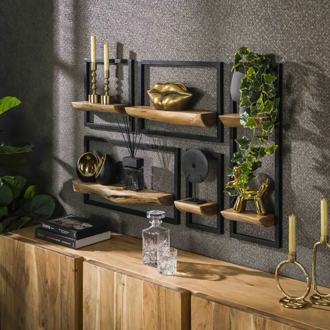 Rubjerg Design Wandregal Edge 5er Set Akazie massiv natur