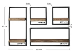 Rubjerg Design Wandregal Edge Set aus 4 Regalen Metall/Akazie massiv natur