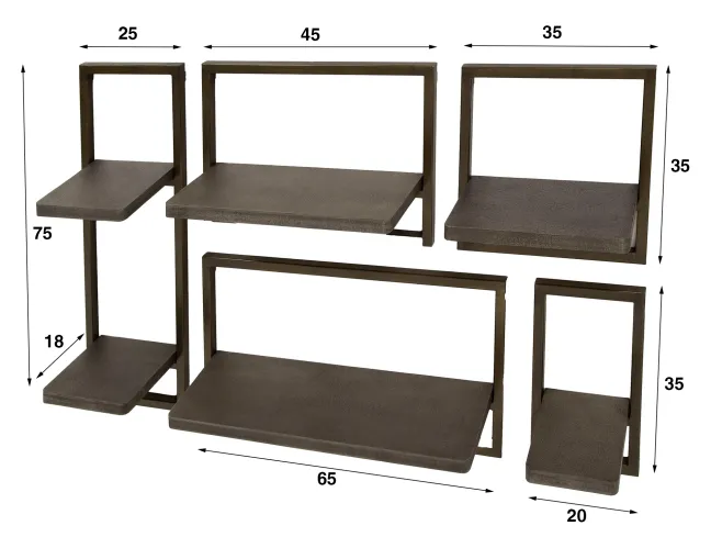 Rubjerg Design Wandregal Ferro 5er Set Metall Antike Bronze Sale