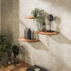 Rubjerg Design Wandregal Organic 60cm 3er Set Akazie massiv natur
