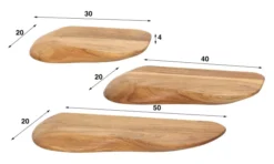 Rubjerg Design Wandregal Organic 60cm 3er Set Akazie massiv natur