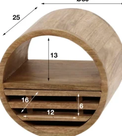 Rubjerg Design Wandregal Tweak Ø30 cm 1 Schublade Mangoholz massiv sandfarben