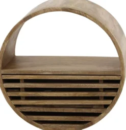 Rubjerg Design Wandregal Tweak Ø50 cm 1 Schublade Mangoholz massiv sandfarben