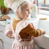 Sebra Kinderschürze und Kochmütze dusty pink/classic weiß