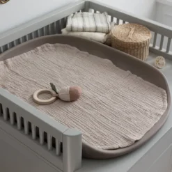 Sebra Wickelmatte PUR Set stone + 2 Wickelunterlagen musselin beige