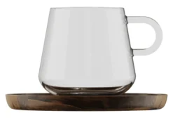 SIEGWERK Espressotassen Set mit Untersetzer Walnussholz