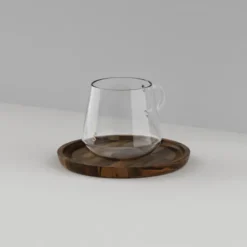SIEGWERK Espressotassen Set mit Untersetzer Walnussholz