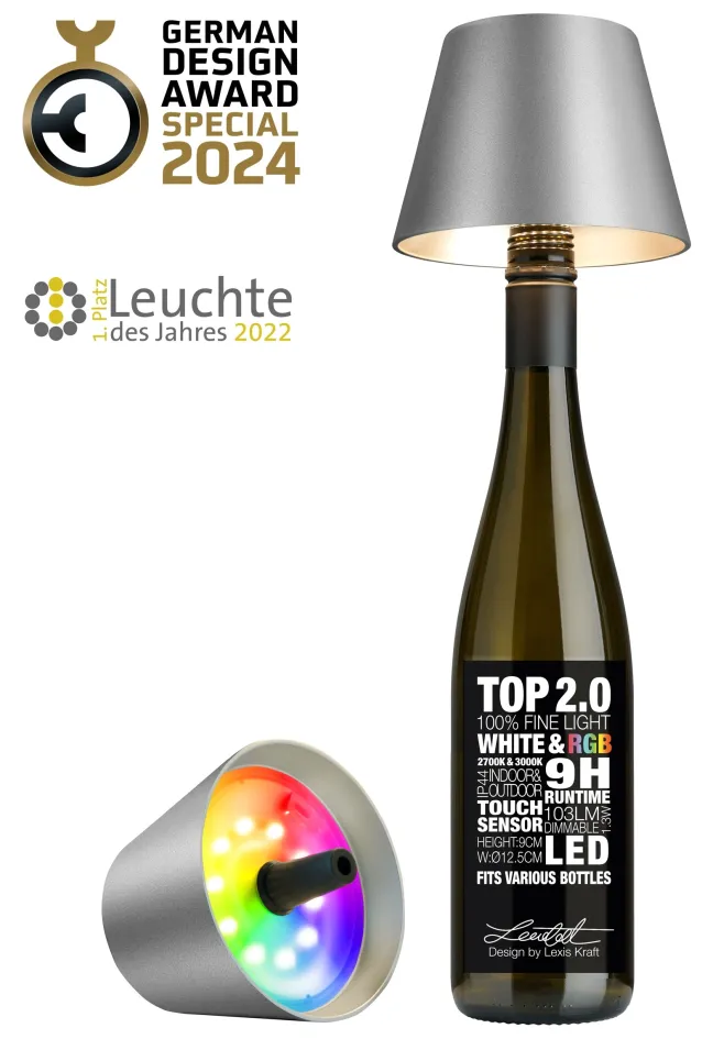SOMPEX TOP 2.0 RGBW-Akku-Flaschenleuchte graphit