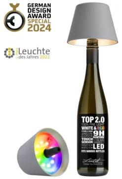 SOMPEX TOP 2.0 RGBW-Akku-Flaschenleuchte Grau